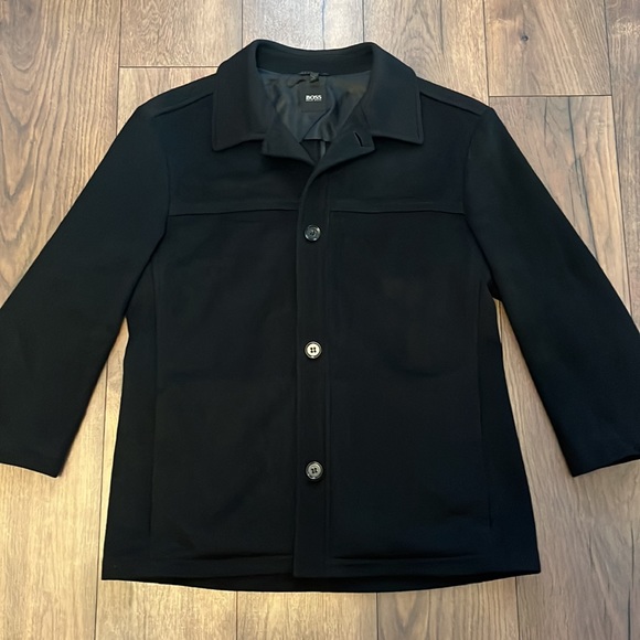 Hugo Boss mens button up wool/cashmere black coat 42R - Picture 2 of 13